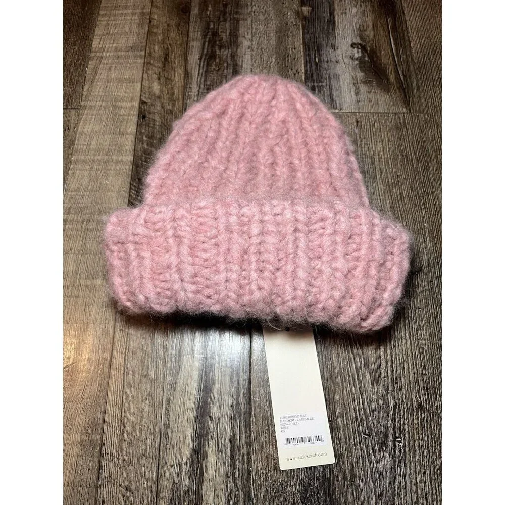 Suzie Kondi NWT The Lumi Ribbed Beanie in Cashmere in Rose_4